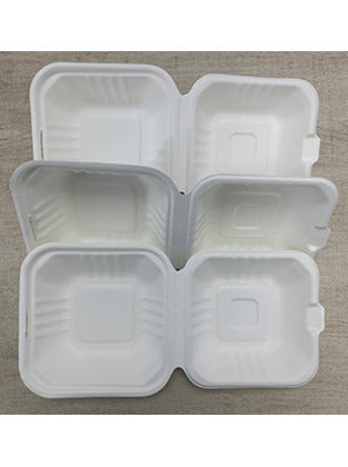 HL66 - 6” Sugarcane Clamshell Hamburger Box