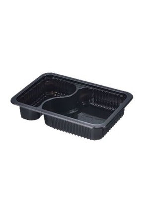 PP-RA40-2K - PP 2 Compartments Rectangular Take Away Box (Black)